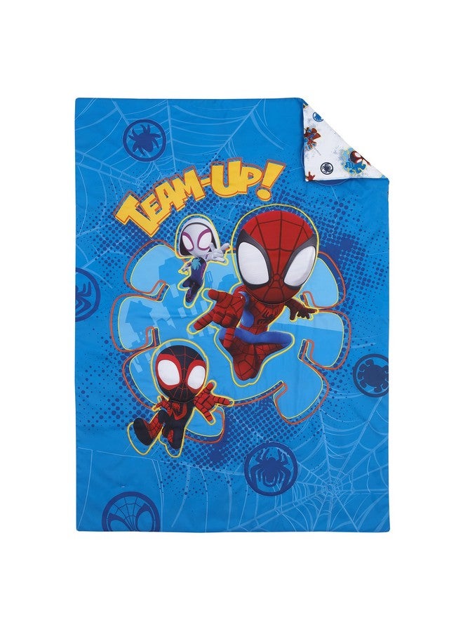 Disney Marvel Spidey and his Amazing Friends Spidey Team Red, White, and Blue 4 Piece Toddler Bed Set - Comforter, Fitted Bottom Sheet, Flat Top Sheet, and Reversible Pillowcase - Image 2