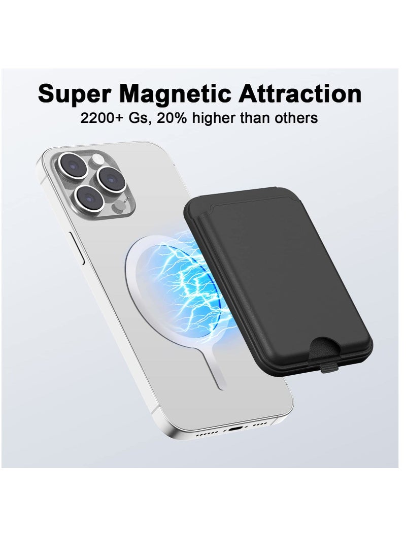 Magnetic Wallet Compatible with Mag-safe, Adjustable Magsafe Wallet Stand PU Leather Compatible with iPhone 14 Pro Max/14 Pro/14 Plus/14/13 Pro Max/13 Pro/13/12 Pro Max/12 Pro/12, Black  - Image 2