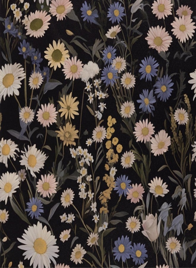 Abyssaly Vintage Floral Peel and Stick Wallpaper, Flower Contact Paper, Boho Daisy Self Adhesive Removable Decorative Wall Paper for Bedroom Cabinets Shelf Drawer Decor 17.3" x 118" - Image 1