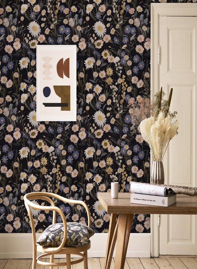 Abyssaly Vintage Floral Peel and Stick Wallpaper, Flower Contact Paper, Boho Daisy Self Adhesive Removable Decorative Wall Paper for Bedroom Cabinets Shelf Drawer Decor 17.3" x 118" - Image 5