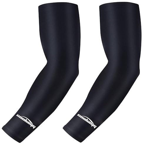 COOLOMG Compression Arm Sleeve for Basketball Baseball Football Volleyball Sports Black L - Image 1