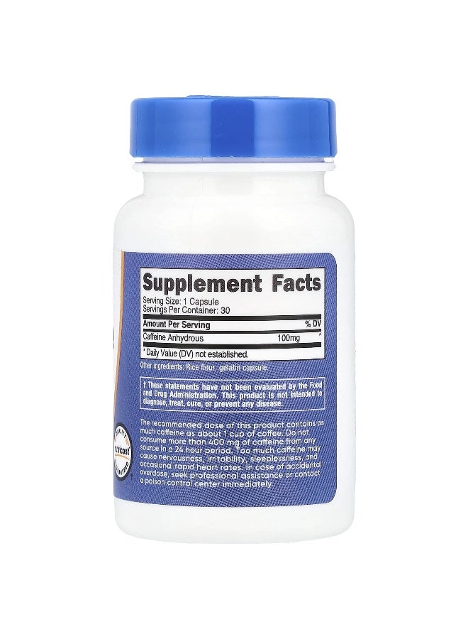 Nutricost Nutricost, Caffeine, 100 mg, 30 Capsules - Image 2