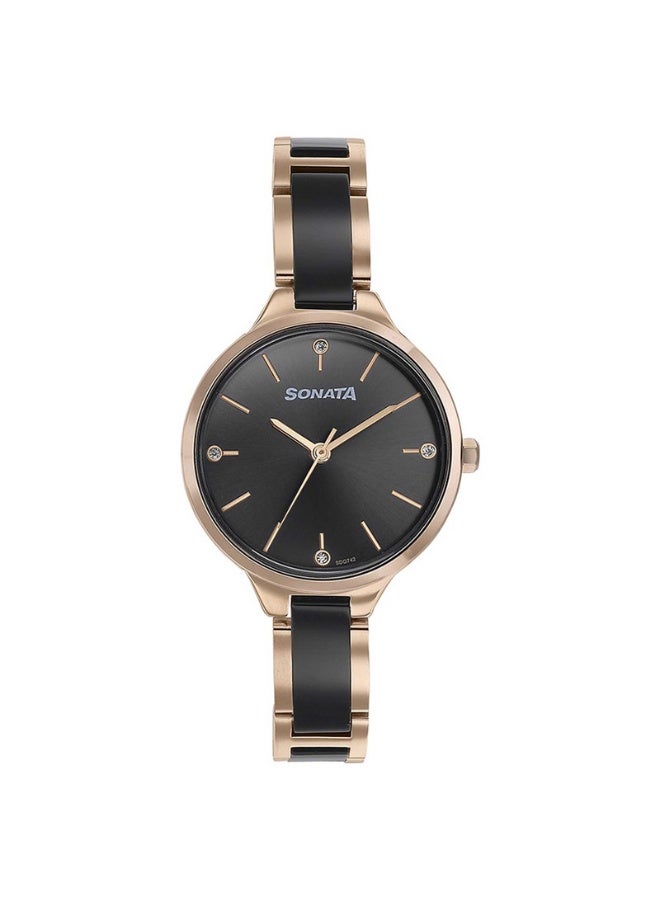 Sonata Women's Analog Watch 87065KD01 – Black Dial, Two-Toned Stainless Steel Strap, Quartz Movement, Elegant & Gift-Ready Timepiece - Image 1