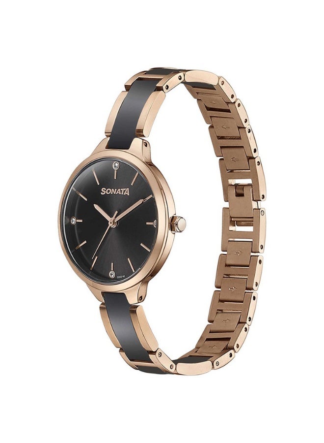 Sonata Women's Analog Watch 87065KD01 – Black Dial, Two-Toned Stainless Steel Strap, Quartz Movement, Elegant & Gift-Ready Timepiece - Image 3