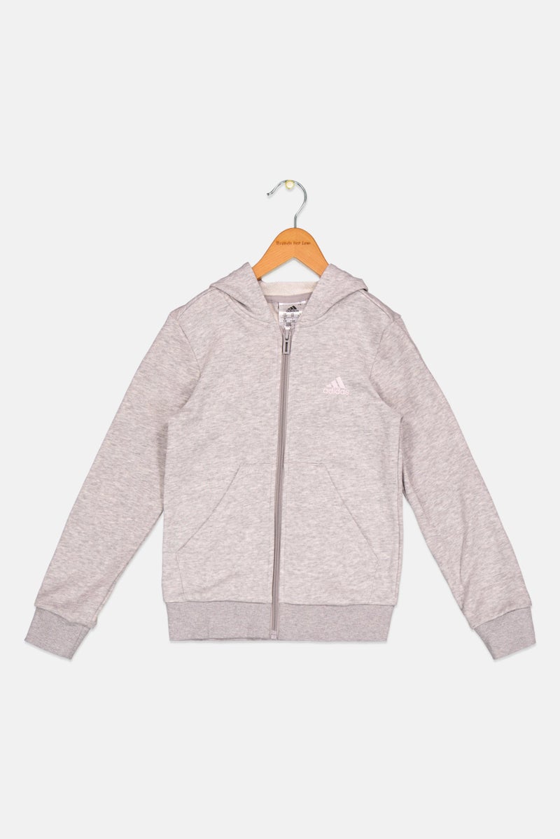 Adidas سويت شيرت رياضي للأطفال الأولاد بشعار العلامة التجارية، رمادي - Image 1