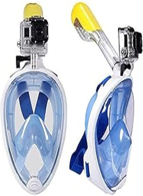 Generic Anti fog detachable dry snorkeling full face mask set scuba diving mask, size l, blue