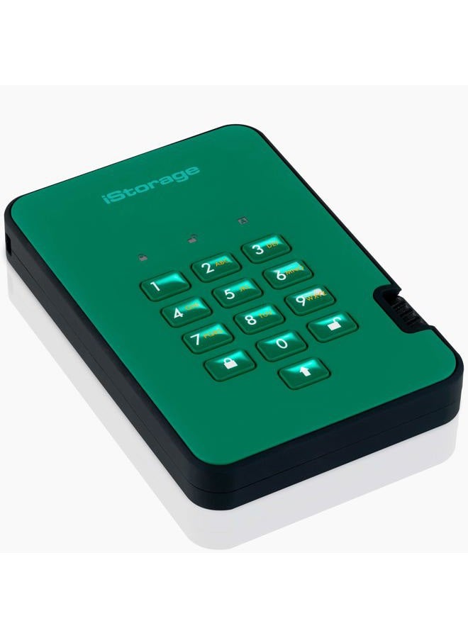 iStorage قرص Ashur2 SSD سعة 512 جيجابايت - محرك أقراص ثابت آمن - محمي بكلمة مرور، مقاوم للغبار/الماء، تشفير الأجهزة IS-DA2-256-SSD-512-GN - Image 2