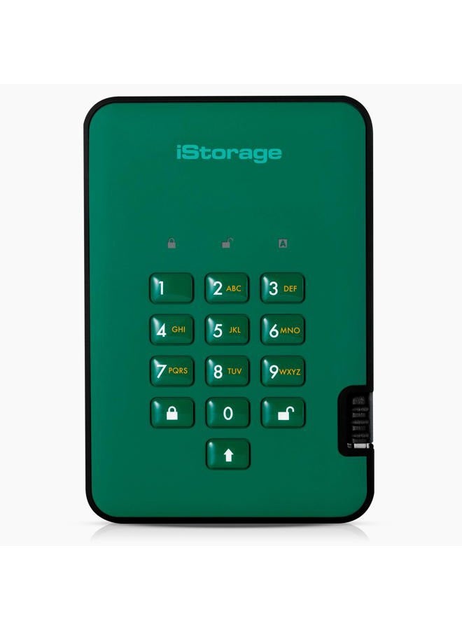 iStorage قرص Ashur2 SSD سعة 512 جيجابايت - محرك أقراص ثابت آمن - محمي بكلمة مرور، مقاوم للغبار/الماء، تشفير الأجهزة IS-DA2-256-SSD-512-GN - Image 1
