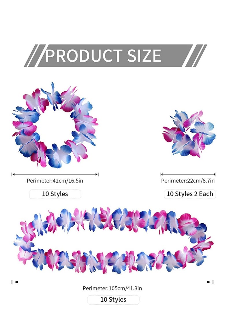 SYOSI - Hawaiian Leis, 10 PCS Garland Flower, Tropical Party Necklace, Headbands and Wristbands, Kids and Adults, Summer Beach Favors, Birthday, Wedding Decorations - Image 1