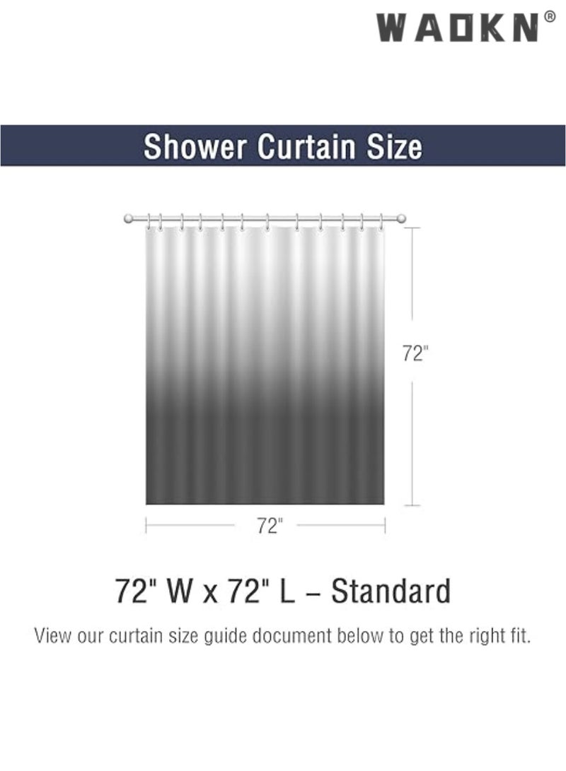 WAOKN Luxury Shower Curtain - Ultra Waterproof & Durable, Mildew & Stain Resistant, Elegant Black and White Square Pattern Design, Perfect Fit for Modern Bathrooms(Grey gradient, 71x71Inch/180x180cm) - Image 2