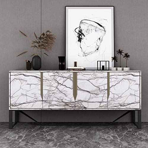 WALLTON Wall Stickers Marble (12 x 48 Inches) Jade Kitchen Counter, Cabinet Makeover, Almirah, Plastic & Wooden Tabletop, Wardrobe, PVC DIY Self Adhesive, Multi-Color Marble Gloss - Image 3