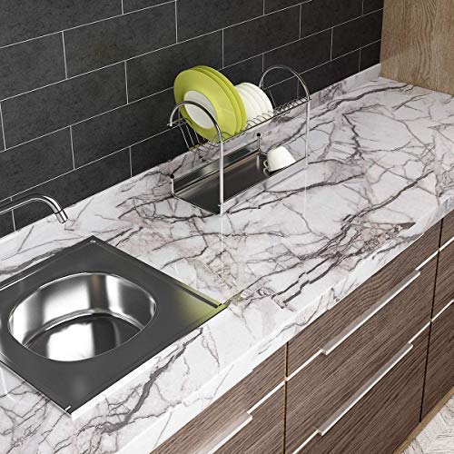 WALLTON Wall Stickers Marble (12 x 48 Inches) Jade Kitchen Counter, Cabinet Makeover, Almirah, Plastic & Wooden Tabletop, Wardrobe, PVC DIY Self Adhesive, Multi-Color Marble Gloss - Image 4