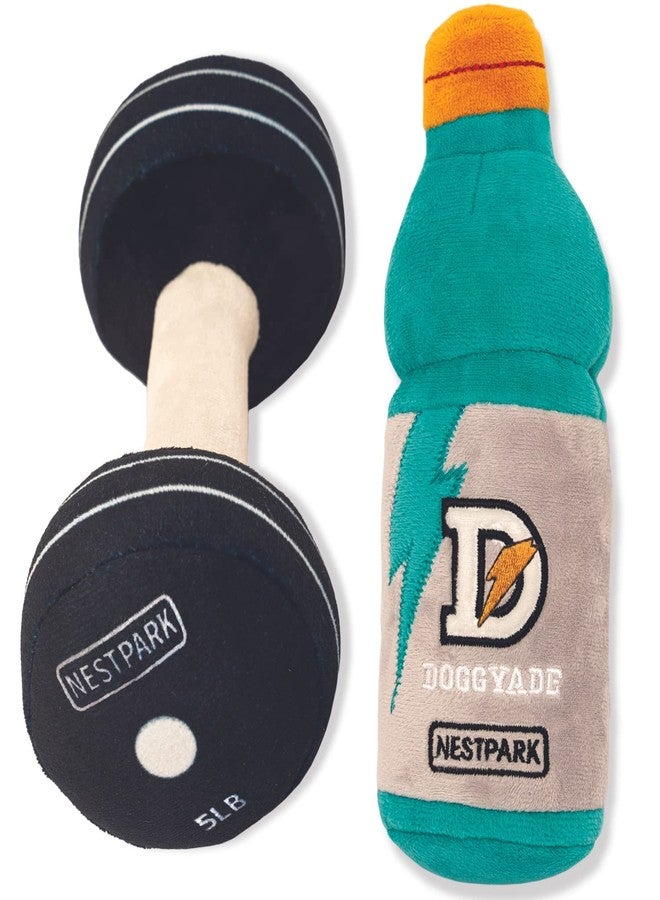 Nestpark Fitness Funny Dog Toys - Doggyade and Doggy Dumbbell Workout Parody Cute Dog Toys - 2 Pack (Workout Pack) - Image 1