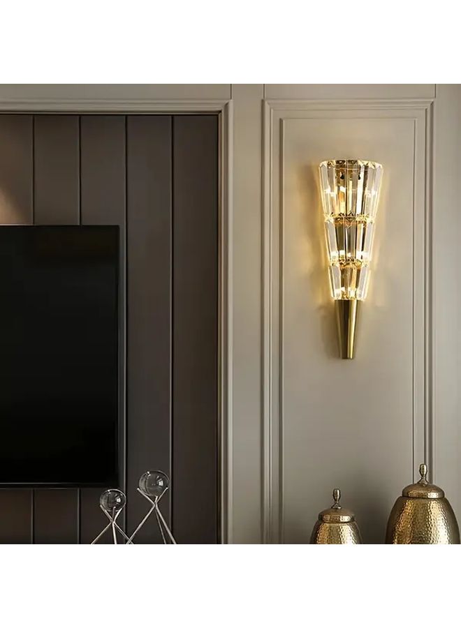 Modern Golden LED Crystal Wall Sconce 3 Color Changing Light Torch Design For Bedroom Living Room Study And Hallway Decor With Installation Hardware - Image 1