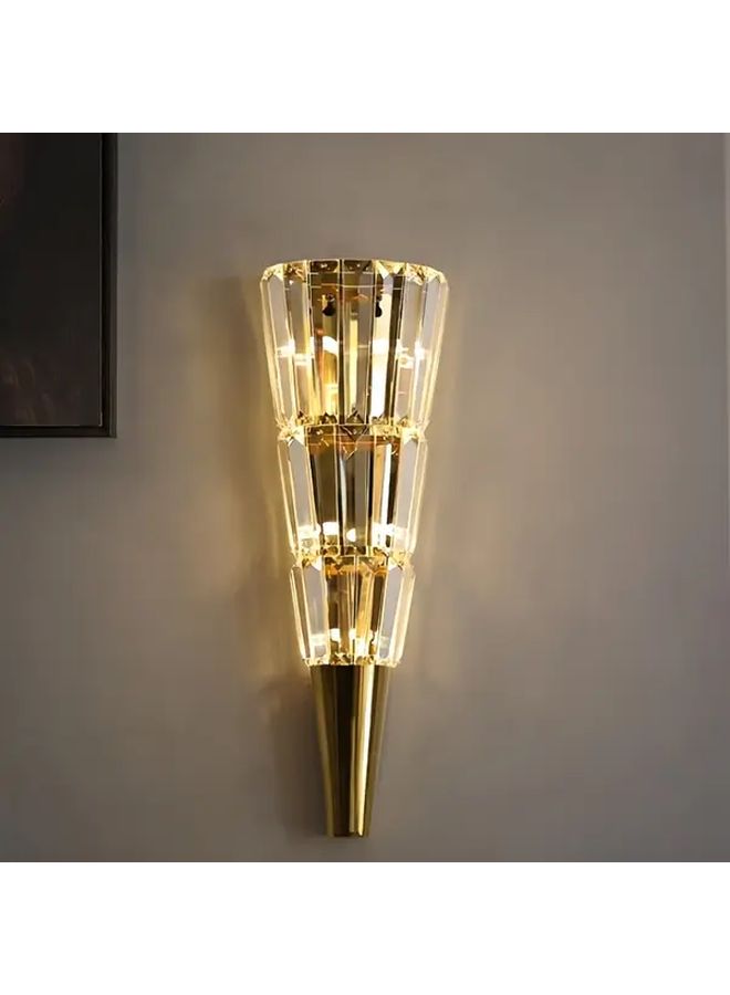 Modern Golden LED Crystal Wall Sconce 3 Color Changing Light Torch Design For Bedroom Living Room Study And Hallway Decor With Installation Hardware - Image 3