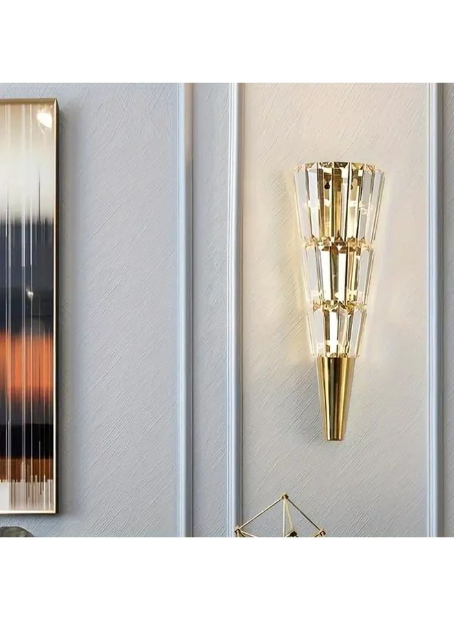 Modern Golden LED Crystal Wall Sconce 3 Color Changing Light Torch Design For Bedroom Living Room Study And Hallway Decor With Installation Hardware - Image 5