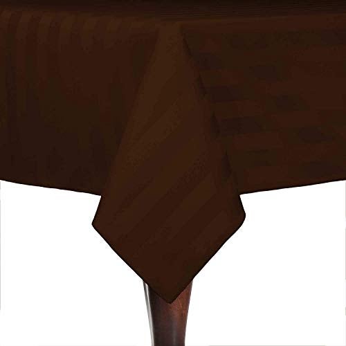 ATOOTFUSION Premium Satin Stripe Dining Table Cover – 60" x 84" | Microfiber Fabric | Elegant 6-Seater Tablecloth for Dining, Wedding, Party, and Home Décor (Coffee) - Image 1
