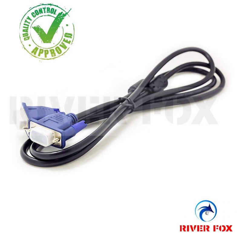 RIVER FOX Improved Quality 15 Pin Male to Male 1.5 Meter VGA Cable for Computer Monitors, Televisions,Desktop, Laptop, Projector (1.5 Meter) (Pack of 1)(Black) - Image 1