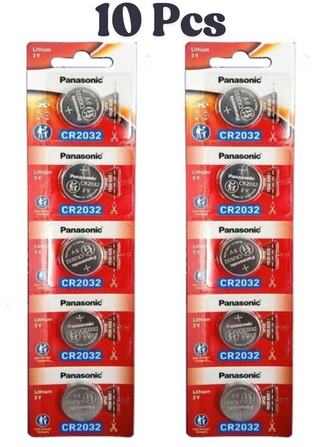Panasonic 10 Pcs Panasonic Batteries CR2032 Lithum Battery, 3V ,Coin Cell (10 pieces)