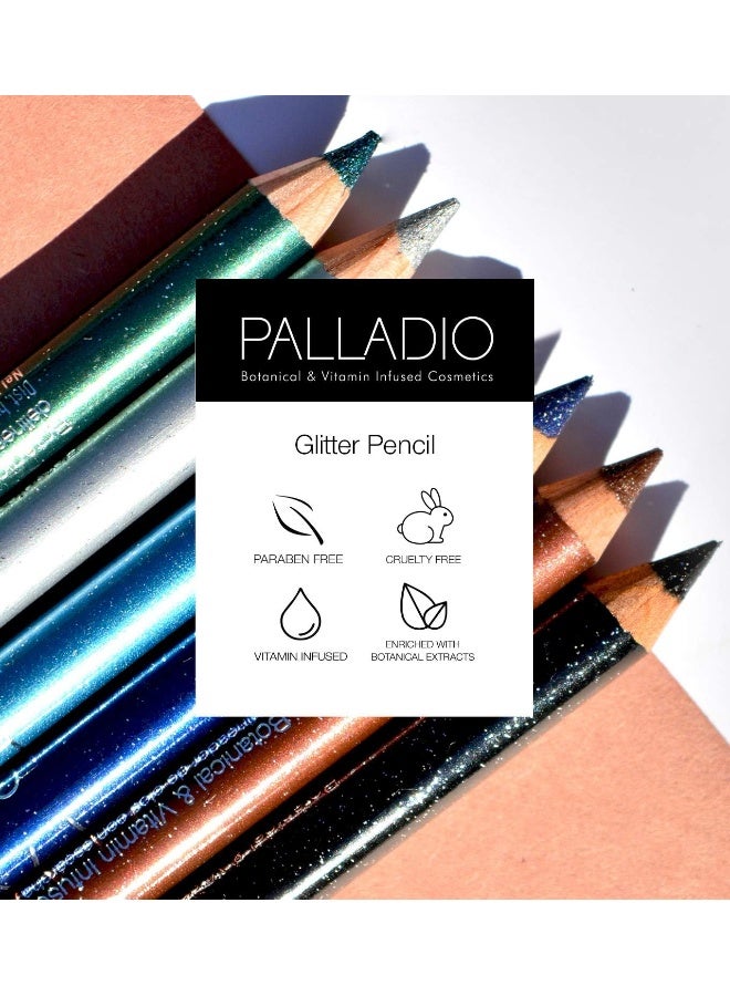 PALLADIO Glitter Eye Liner | Long Lasting Creamy Pencil | Shimmer Eye Liner | Buttery Smooth Tip | Professional Makeup Glittery Pencil | Silver Sparkle - Image 3