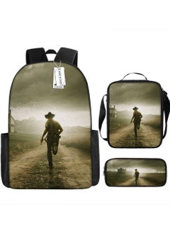 Printed backpack polyester schoolbag large-capacity cross-body bag student-X10-The Walking Dead Collection (universal standard three-piece set)
