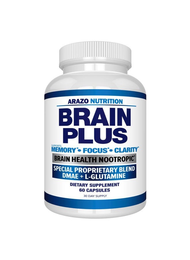 Arazo Nutrition Premium Brain Function Supplement – Memory, Focus, Clarity – Nootropic Booster with DMAE, Bacopa Monnieri, L-Glutamine, Multi Vitamins, Multi Minerals  - Image 1