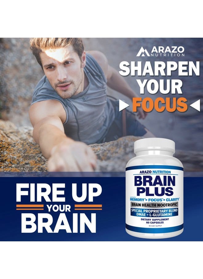 Arazo Nutrition Premium Brain Function Supplement – Memory, Focus, Clarity – Nootropic Booster with DMAE, Bacopa Monnieri, L-Glutamine, Multi Vitamins, Multi Minerals  - Image 4