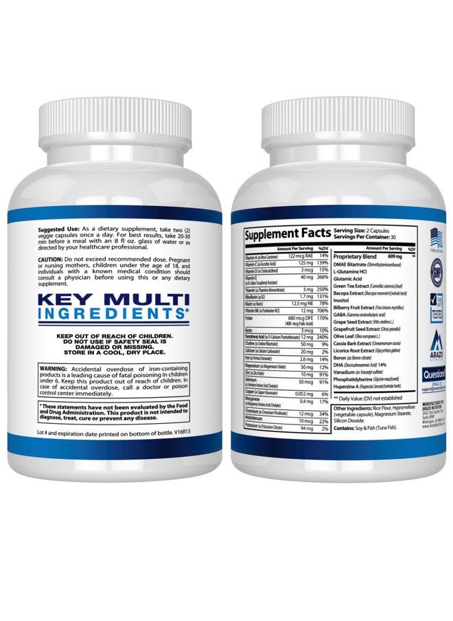 Arazo Nutrition Premium Brain Function Supplement – Memory, Focus, Clarity – Nootropic Booster with DMAE, Bacopa Monnieri, L-Glutamine, Multi Vitamins, Multi Minerals  - Image 3