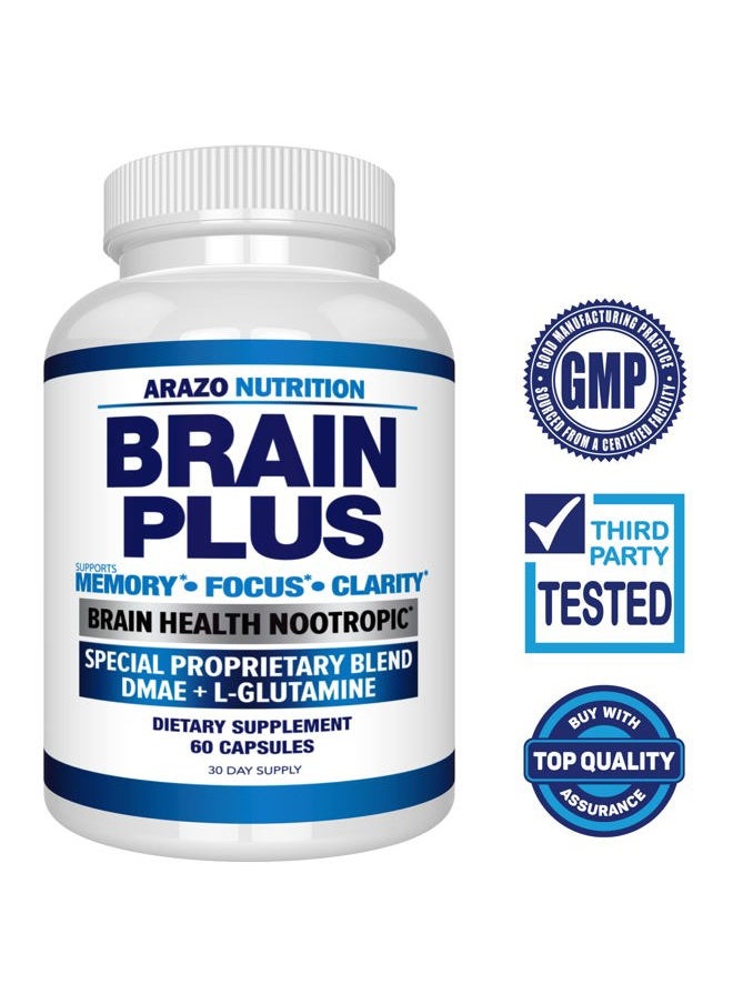Arazo Nutrition Premium Brain Function Supplement – Memory, Focus, Clarity – Nootropic Booster with DMAE, Bacopa Monnieri, L-Glutamine, Multi Vitamins, Multi Minerals  - Image 2