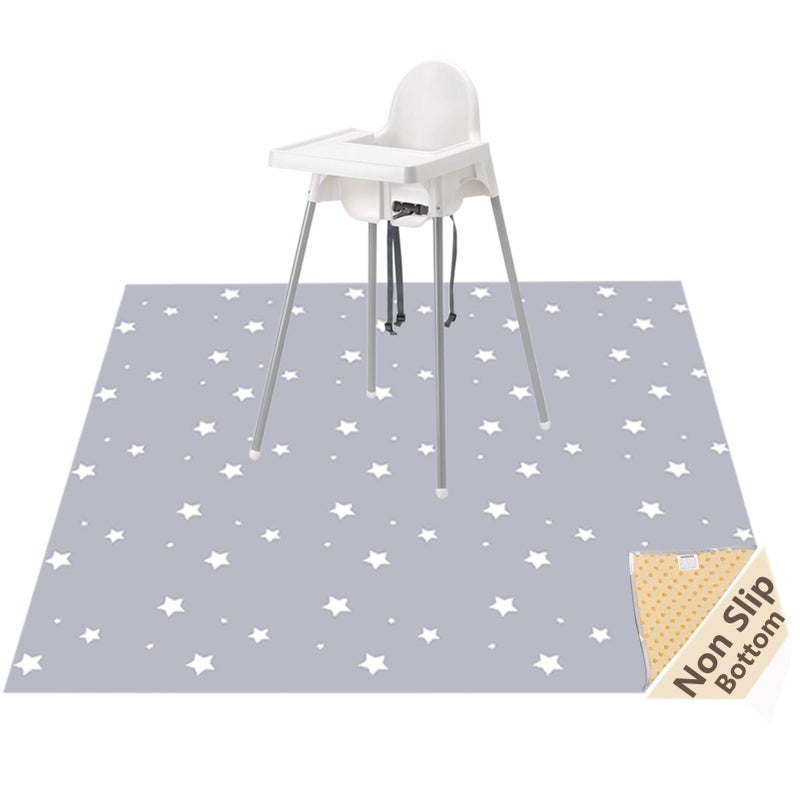 Womumon Splat Mat for Under High Chair/Arts/Crafts, WOMUMON Washable Baby Spill Mat Waterproof Anti-Slip Floor Splash Mat, Portable Play Mat and Table Cloth (Star, 51") - Image 1