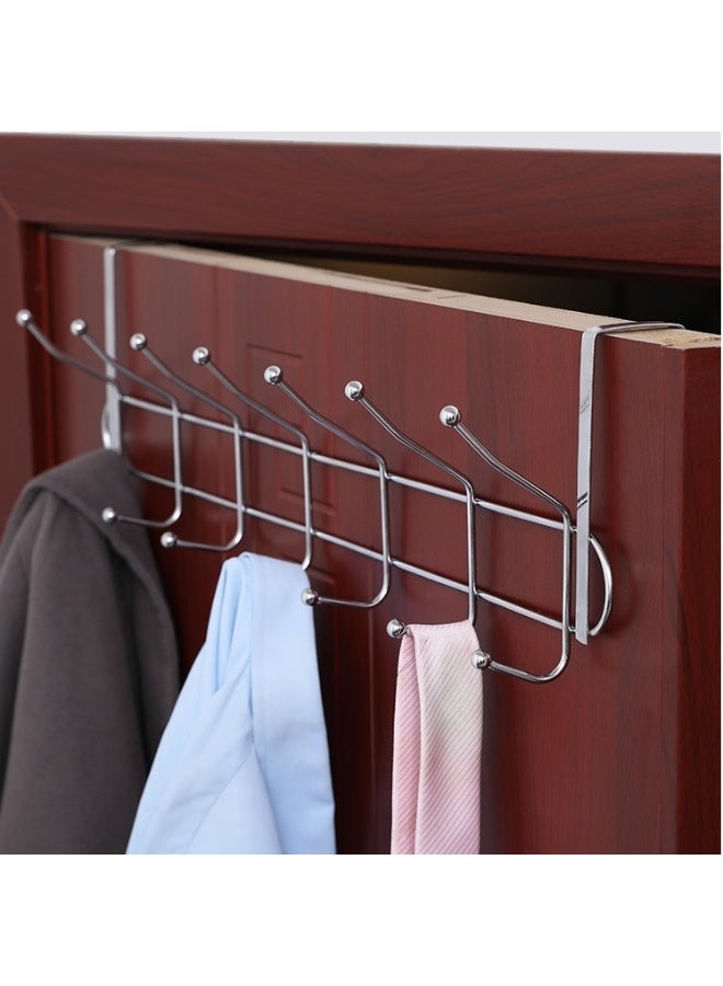 Premium Stainless Steel Door Hanger – Heavy-Duty Silver Over-the-Door Hook Organizer for Towels, Coats, Bags, and Clothes – Rustproof, Space-Saving Door Rack for Bathroom, Bedroom, Office, or Kitchen Storage - Image 1