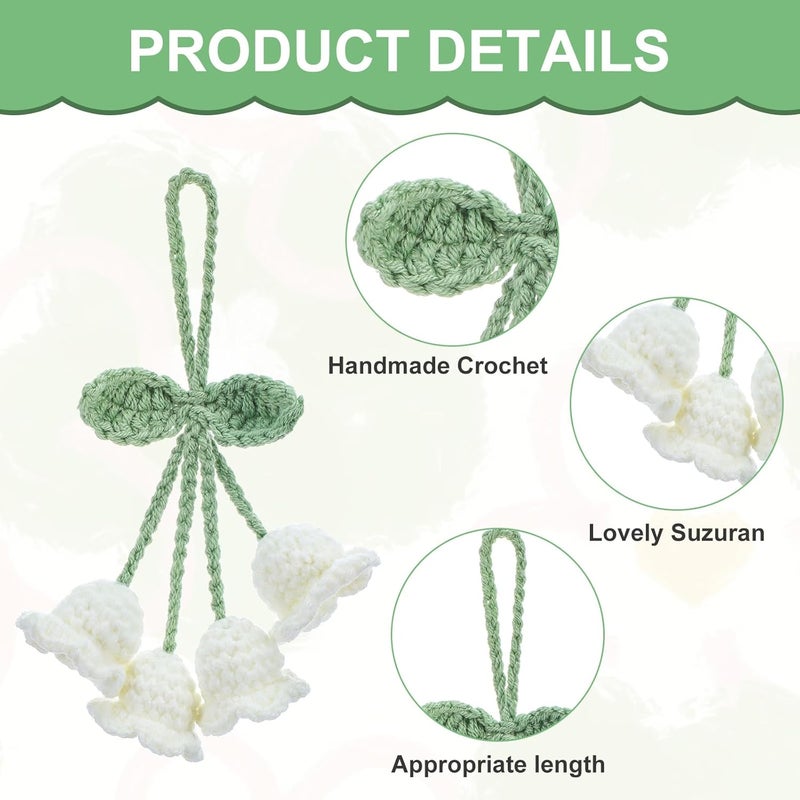 LLOUSSAK Lily of The Valley Car Charm - Crochet Rearview Mirror Accessories - Image 3