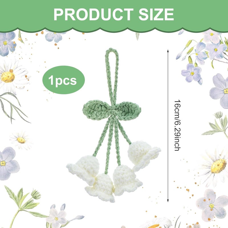 LLOUSSAK Lily of The Valley Car Charm - Crochet Rearview Mirror Accessories - Image 2