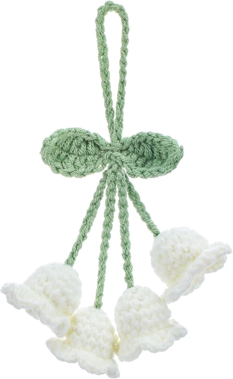 LLOUSSAK Lily of The Valley Car Charm - Crochet Rearview Mirror Accessories - Image 1