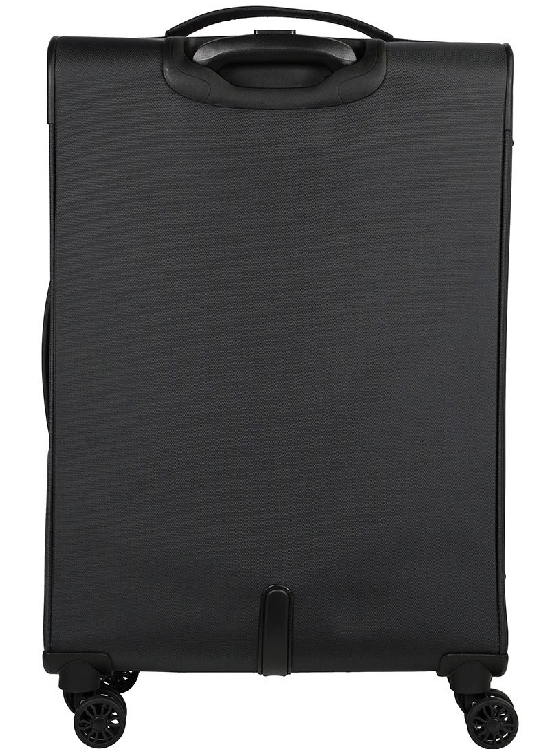 AMERICAN TOURISTER Majoris + Suitcase, Check-In Size 70 cm / 26 inch, 4 Spinner Wheels, Soft Top, 100% Polyester, Black|Corner Guards|Multi Front Pocket|TSA Combination Lock|Expandable|Retractable Aluminum Handle - 3 Years International Warranty - Image 3