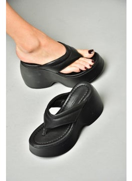 Fox Shoes S973401709 Black Wedge Sole Women's Flip Flops Slippers  - Image 1