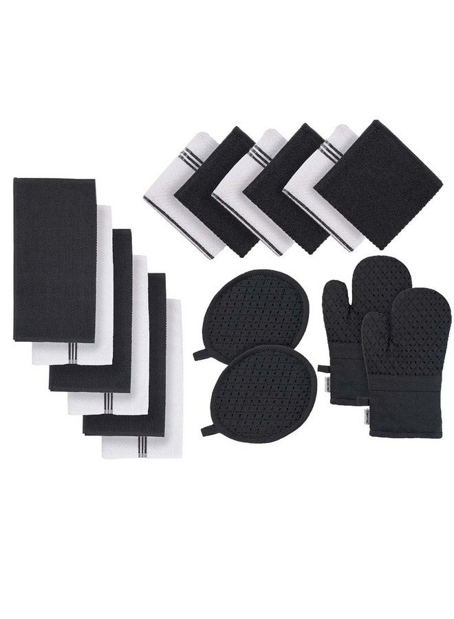 LANE LINEN Lane Linen Kitchen Towels and Dishcloths Sets - 16 Pc Kitchen Essentials for New Home, Heat Resistant Silicone Oven Mitts & Pot Holder, Absorbent Terry Kitchen Towels, Dish Towels for Kitchen - Grey  - Image 2