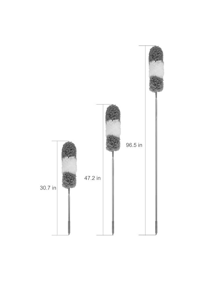 Green Tiger Microfiber Duster with Extra Extension Pole(30-96 inches) Bendable & Extendable Cobweb Duster Microfiber Telescoping Duster for Cleaning High Ceiling,Ceiling Fan, Blinds(Extra Refills) - Image 2