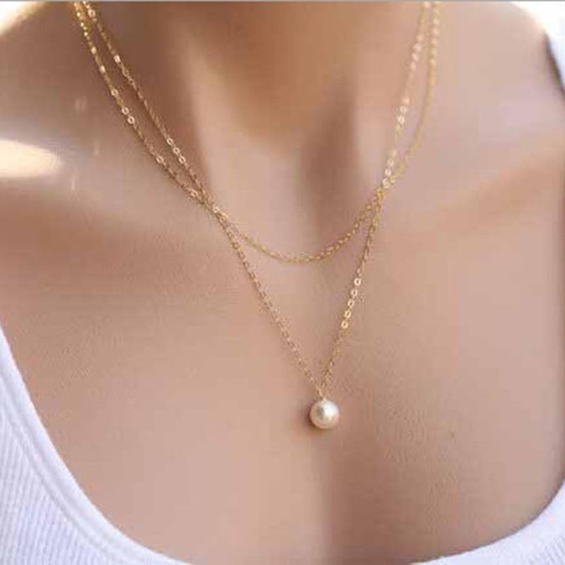 cheekyglo Circle Faux Pearl Clavicle Chain Lariat Punk Unique Charming Choker Pendant Necklace for Women,Gold,As Description - Image 1