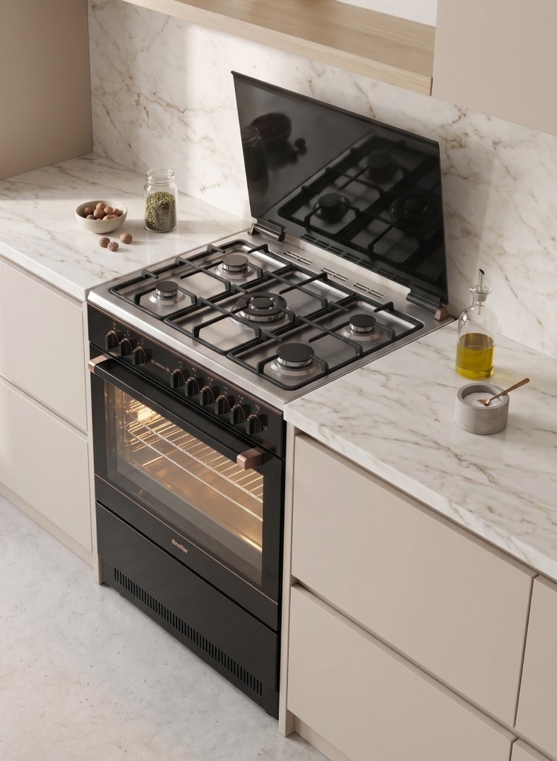 Simfer Gas Cooker 90x60 cm | 102L Oven Capacity | 5 Burner with Triple Wok | Dual Turbo Fan Rotisserie Grill | Auto Ignition FFD | Stainless Steel | Model SMF9069GCH-GL Gold Line - Image 5