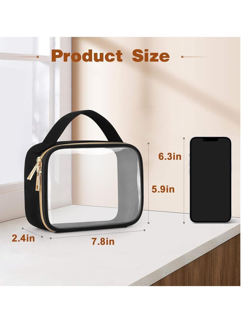 Wedama Wedama TSA Approved Toiletry Bag, 2 Pack Clear Makeup Bags with Handles, Quart Size Clear Toiletry Bags, PVC Clear Cosmetic Bags for Women and Men, Carry on Airport Airline Compliant Bag, Black  - Image 4