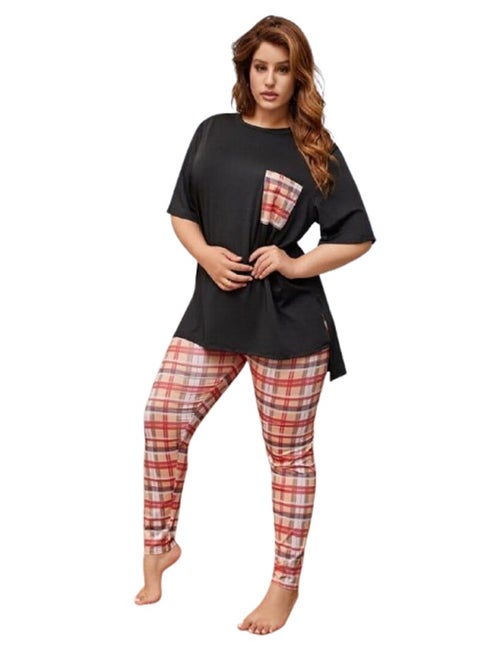 Checked half-sleeve pajama pants - custom size - multicolor