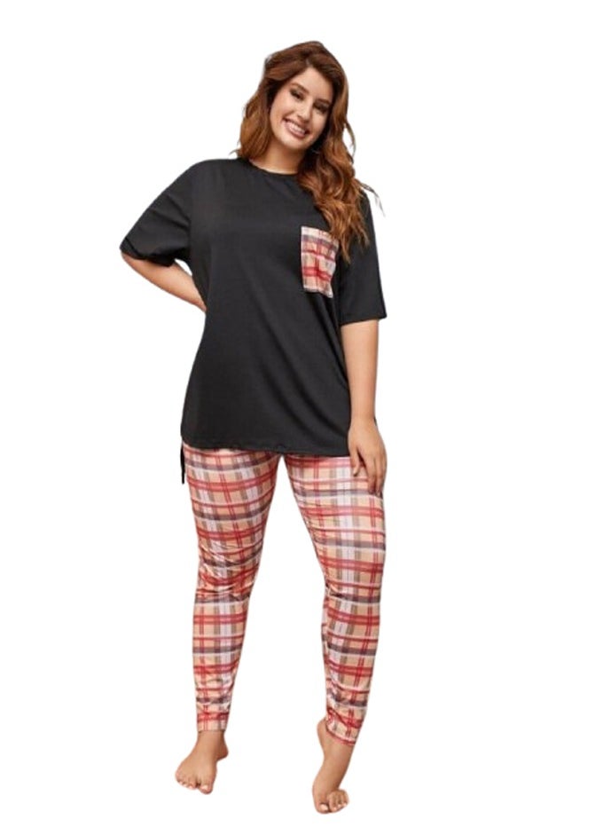Checked half-sleeve pajama pants - custom size - multicolor
