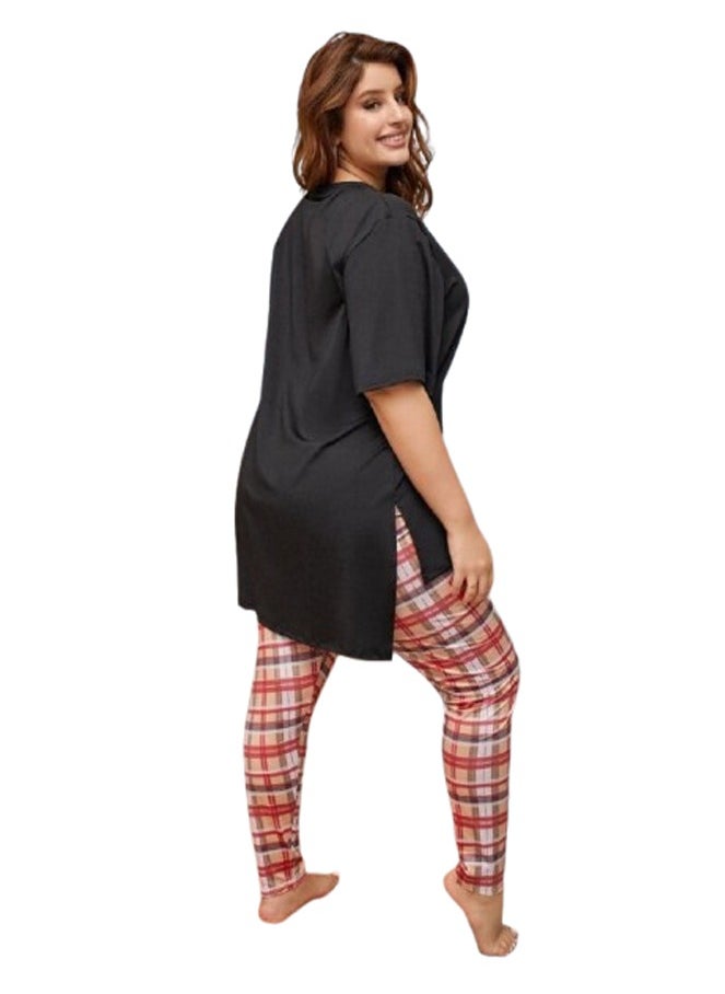 Checked half-sleeve pajama pants - custom size - multicolor