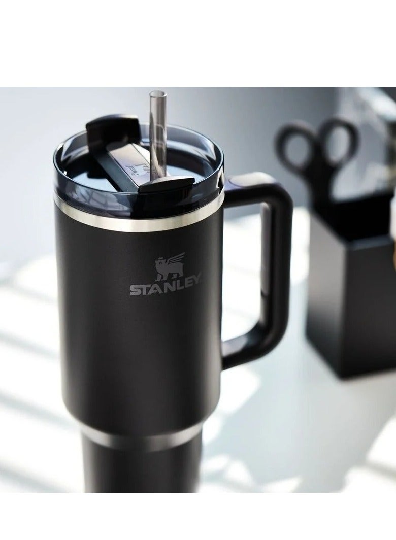 Stanley Quencher H2.0 FlowState Vacuum Insulated Tumbler – 40 oz Black Stainless Steel Travel Mug with Leakproof Lid & Reusable Straw | Double-Walled Design Keeps Drinks Hot for 7 Hours & Cold for 24 Hours | Durable, Portable & Ideal for Water, Coffee, Smoothies & More  - Image 4