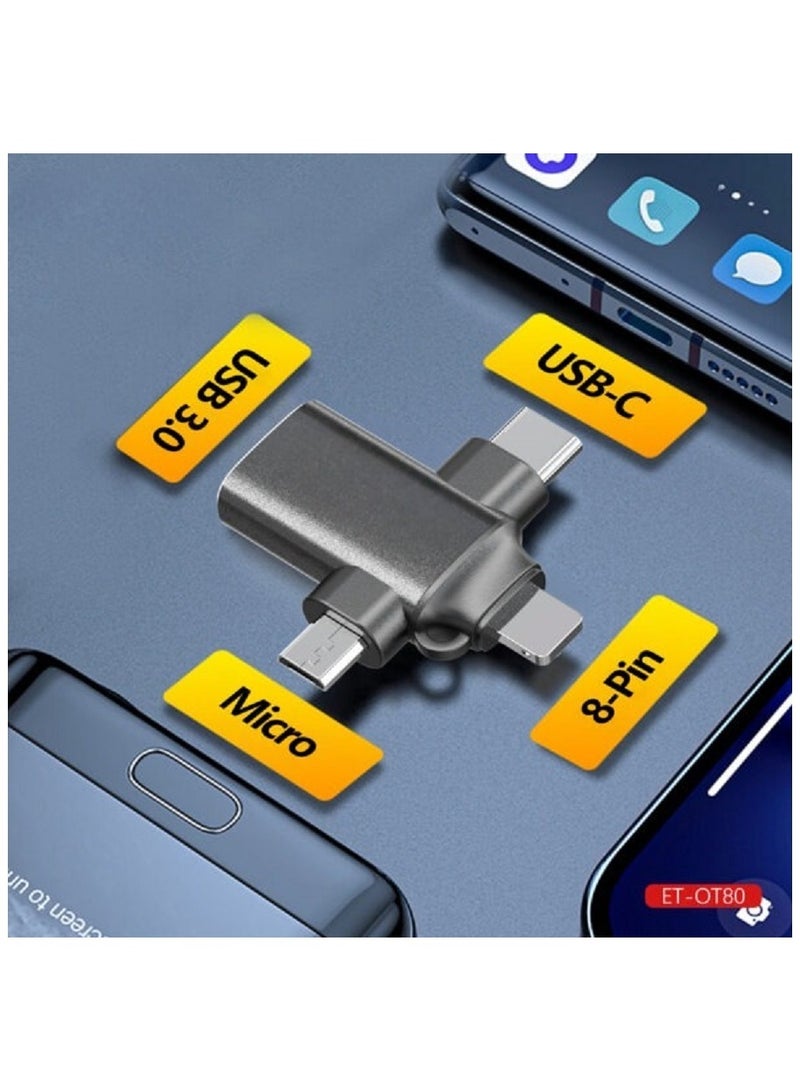 Revolutionize Your Connectivity: 3-in-1 USB 3.0 OTG Converter – MicroUSB, Lightning, USB-C in Sleek Black for Lightning-Fast Data Transmission - Image 4