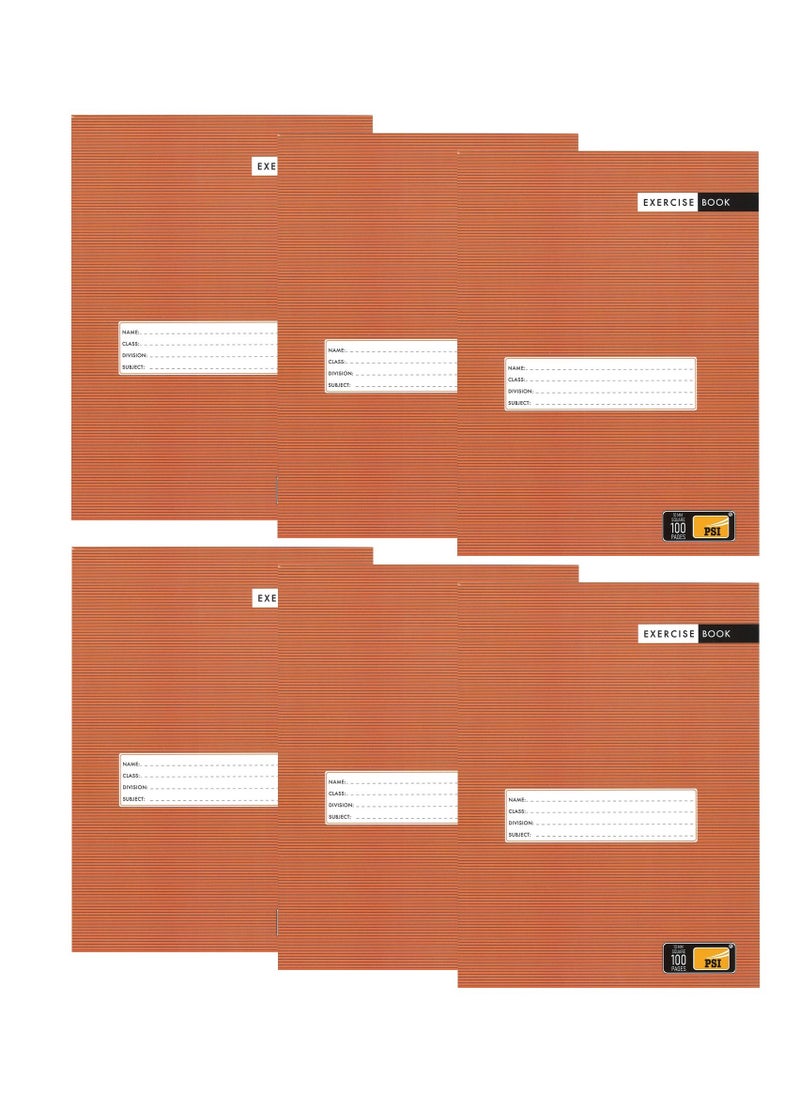 Psi - 6-Piece Single Lined Exercise Notebook With Left Margin 100 Pages A5 Size - Image 1