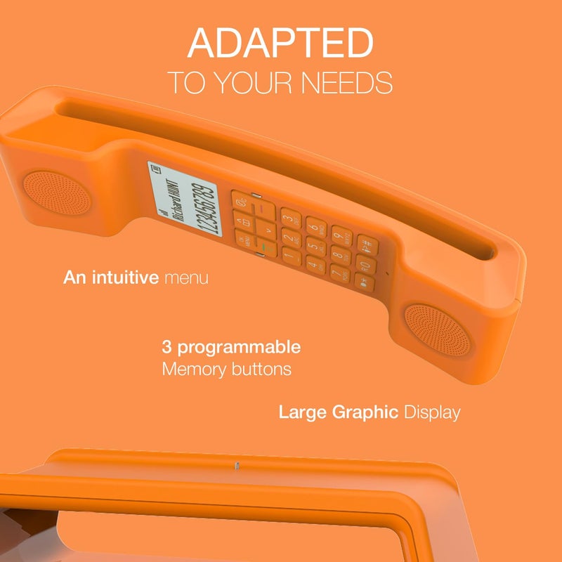 ALCATEL ePure Iconic - DECT Cordless Phone - Classic Design - Large Highly Legible Graphic Display - Handsfree - Call Barring - Orange - Image 3