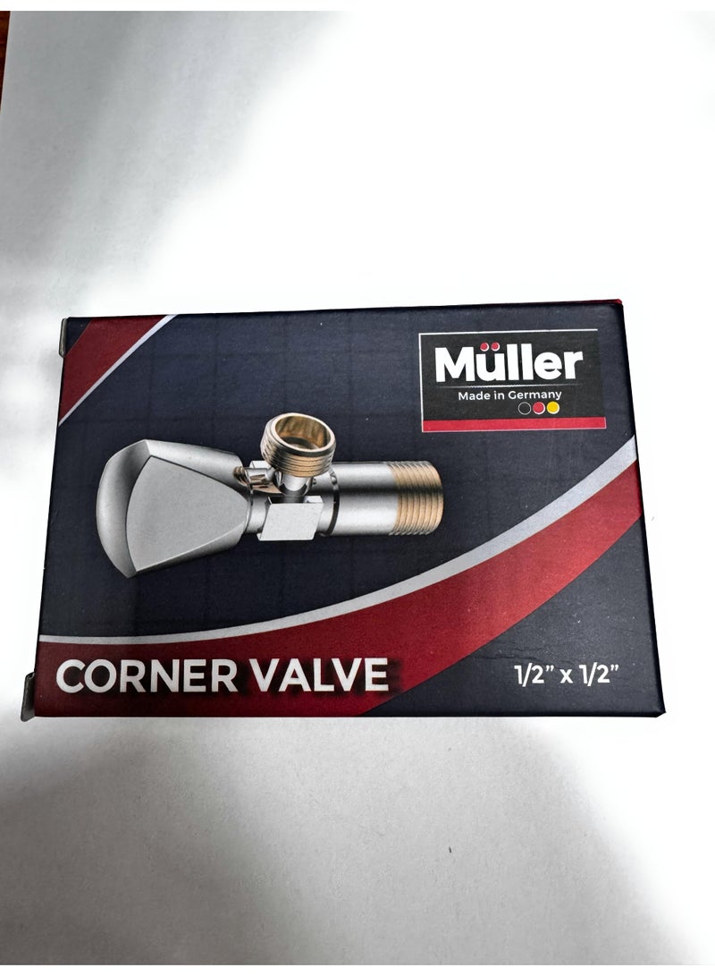 Muller Chrome Plated Angle Valve Solid Metal Construction G1/2 Connection - Image 3
