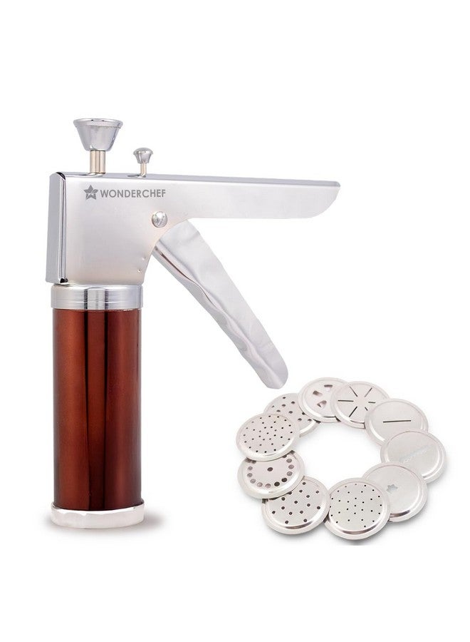 Wonderchef Snacks Maker with 12 Different jalis, Stainless Steel Plates for Making Sev, Bhujiya, Papdi, Gathiya, Murukku, Chakli, Kitchen Tool for Making Namkeen Snacks, Farsan Maker - Image 1